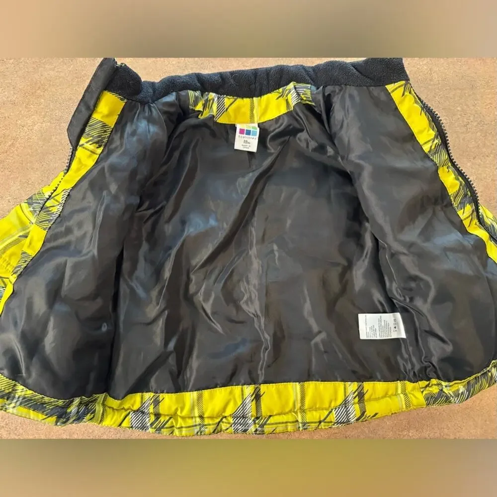 Healthtex Warm and Fun Plaid Yellow and Green Infant Puffer Jacket, Size 18M